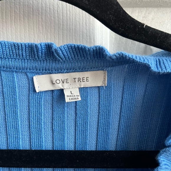 Love Tree Blue Ribbed Button-Up Cardigan - Picture 3 of 4